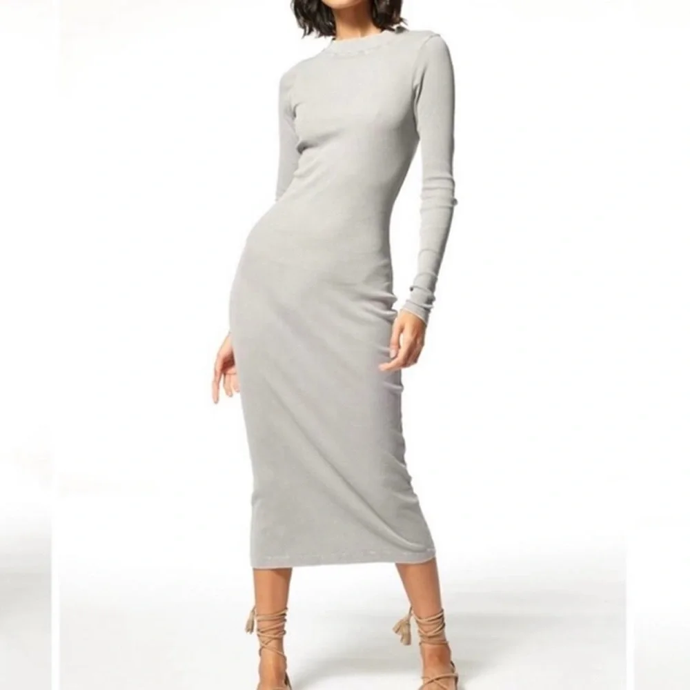 Young Fabulous and Broke long sleeve ribbed mock neck midi dress 🤍 - Picture 1 of 4